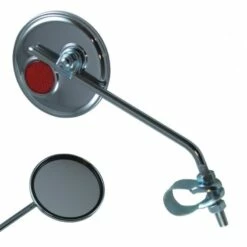 Custom Vélo Rétroviseur Rond Chrome Réflecteur Rouge